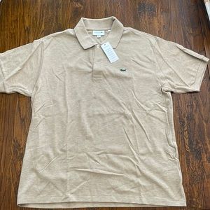 Lacoste beige NWT short sleeve collared golf polo shirt